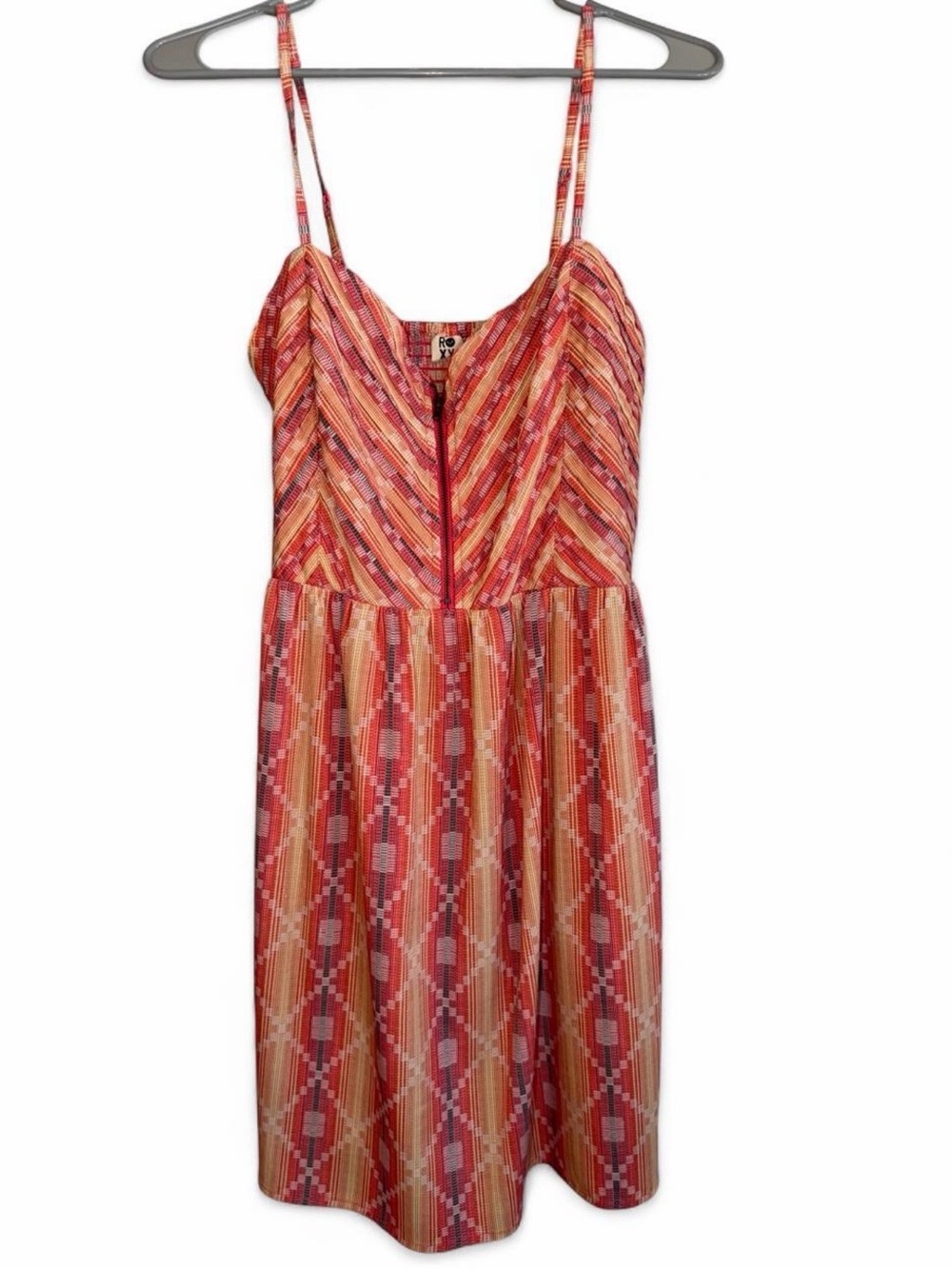 Y2K Roxy Striped Summer Dress in Coral and Peach